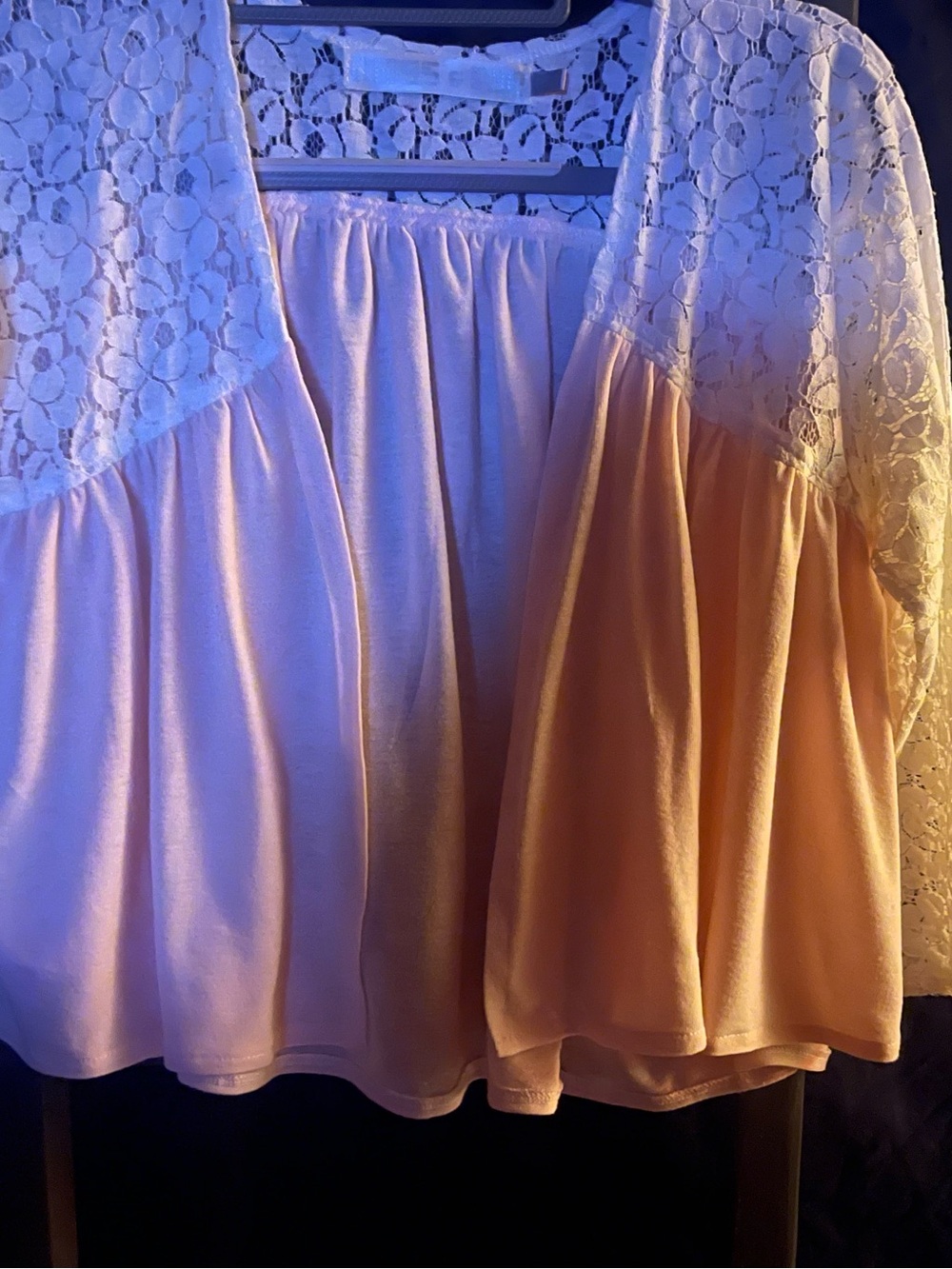 Lace Yoke Circle Top - Blush Pink